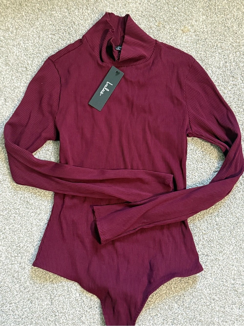 Lulu's Ribbed Turtleneck Bodysuit - Wine